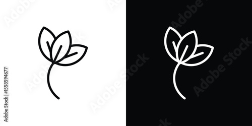 Basil icon. Isolated object on a black and white background.