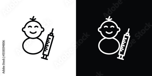 Baby Vaccination icon. Isolated object on a black and white background.