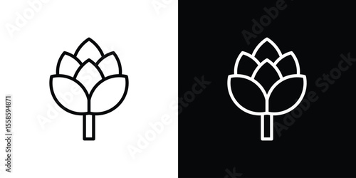 Artichoke icon. Isolated object on a black and white background.