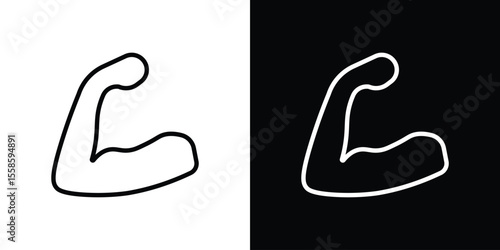 Arm icon. Isolated object on a black and white background.