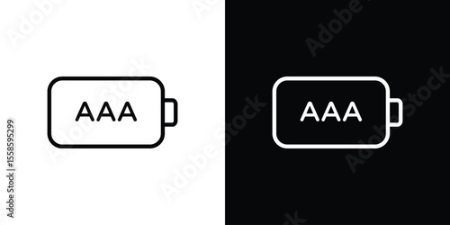 AAA battery icon. Isolated object on a black and white background.