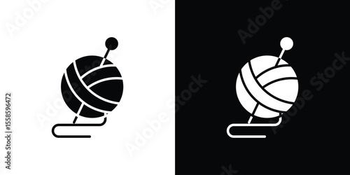 Wool ball icon Vector illustration in solid and black and white. EPS10