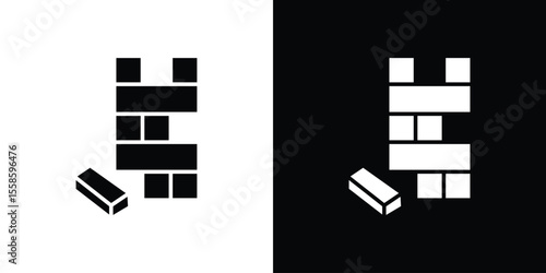 Wooden block icon Vector illustration in solid and black and white. EPS10