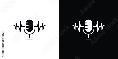 Voice recognition icon Vector illustration in solid and black and white. EPS10