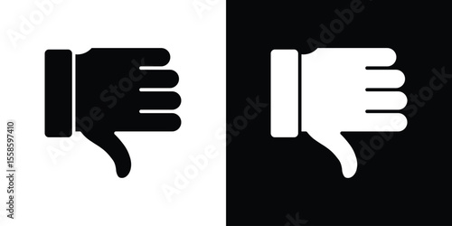Thumb down icon Vector illustration in solid and black and white. EPS10