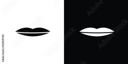 Thin lips icon Vector illustration in solid and black and white. EPS10