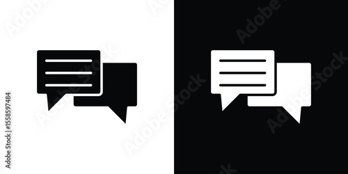 Text chat icon Vector illustration in solid and black and white. EPS10
