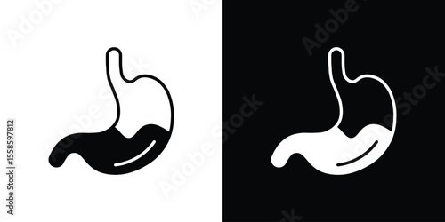 Stomach with Liquids icon Vector illustration in solid and black and white. EPS10