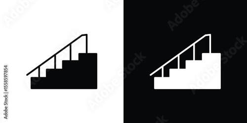 Stairs icon Vector illustration in solid and black and white. EPS10