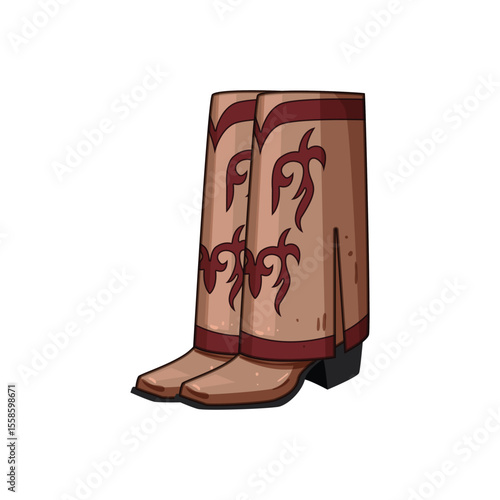 classic cowgirl boots cartoon vector illustration