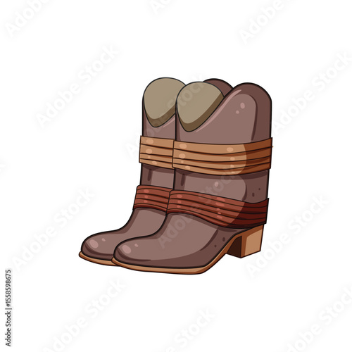 rustic cowgirl boots cartoon vector illustration