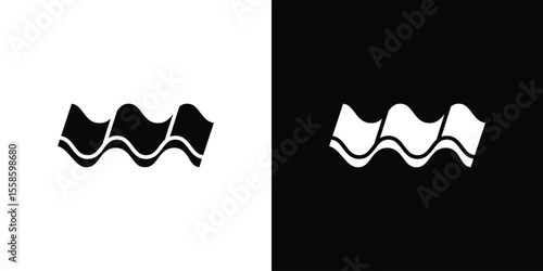 Roof tile icon Vector illustration in solid and black and white. EPS10