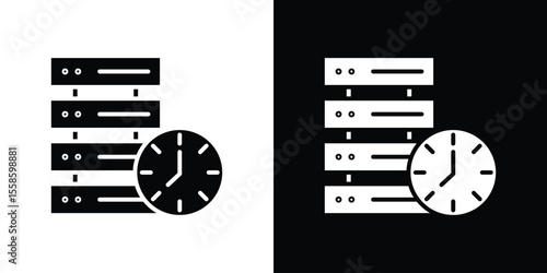 Real time data icon Vector illustration in solid and black and white. EPS10