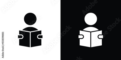 Reading icon Vector illustration in solid and black and white. EPS10