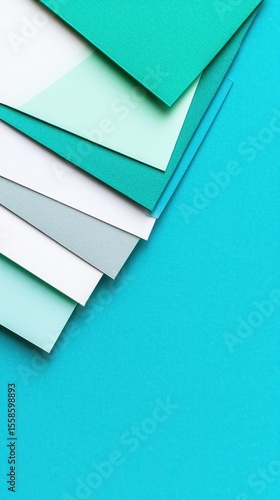 Textured Paper Layers in Teal and Mint on a Vibrant Background