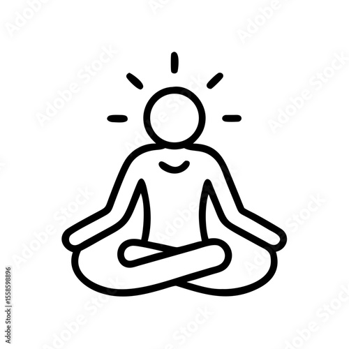 Meditation Time Peaceful Line Art Icon for Daily Calm