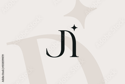 JI or IJ letter logo icon design. Classic style luxury initials monogram.