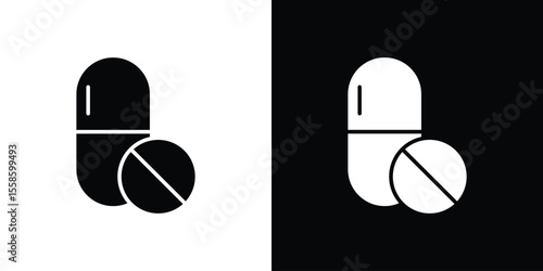 Pills icon Vector illustration in solid and black and white. EPS10