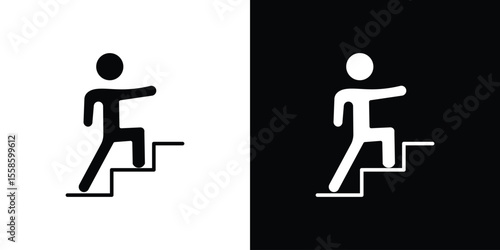 People Climbing icon Vector illustration in solid and black and white. EPS10