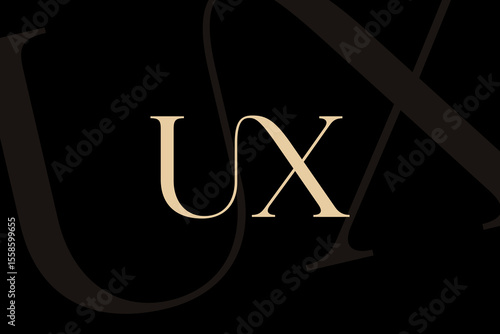 UX or XU letter logo icon design. Classic style luxury initials monogram.