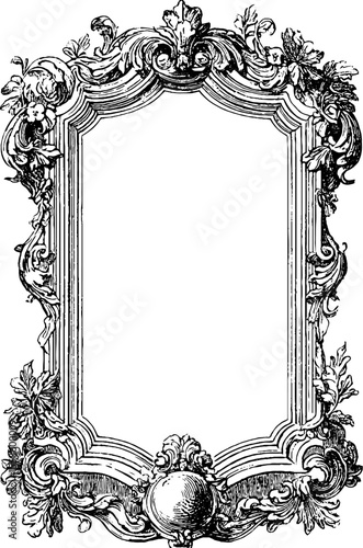 Vintage 19th century bookplate banner with ornate floral borders for design inspiration