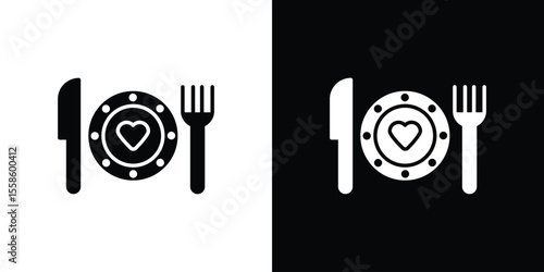 Love Plate icon Vector illustration in solid and black and white. EPS10