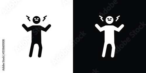 Irritated human icon Vector illustration in solid and black and white. EPS10