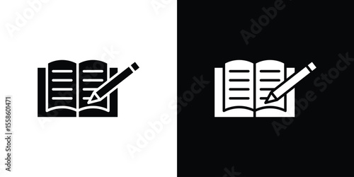 Homework icon Vector illustration in solid and black and white. EPS10