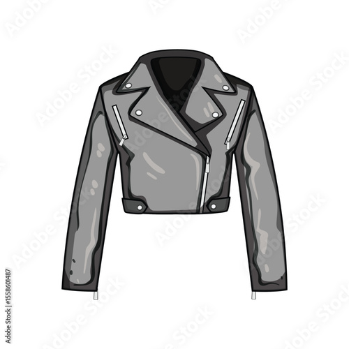 chic leather jacket female cartoon vector illustration