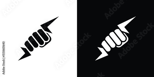 Hand with Power icon Vector illustration in solid and black and white. EPS10
