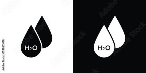H2o icon Vector illustration in solid and black and white. EPS10