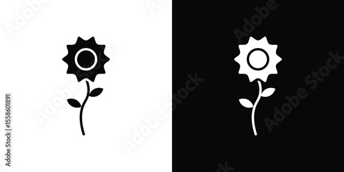 Gerbera icon Vector illustration in solid and black and white. EPS10