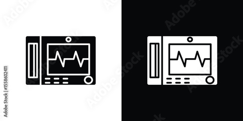 EKG monitor icon Vector illustration in solid and black and white. EPS10