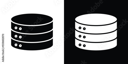 Cylinder database icon Vector illustration in solid and black and white. EPS10