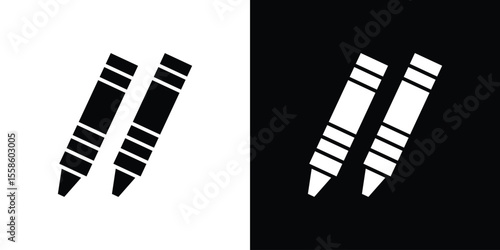 Crayon icon Vector illustration in solid and black and white. EPS10