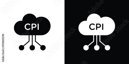 Consumer prices index icon Vector illustration in solid and black and white. EPS10