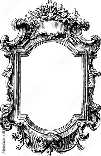 Ornate baroque cartouche banner design with intricate decorative elements