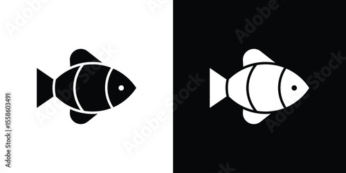 Clown fish icon Vector illustration in solid and black and white. EPS10