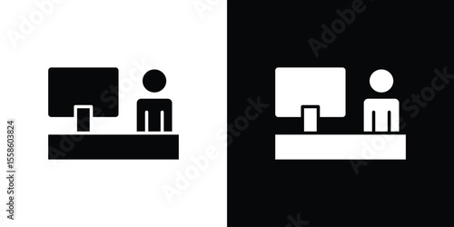 Cashier icon Vector illustration in solid and black and white. EPS10