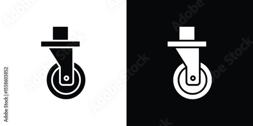 Cart trolley wheel icon Vector illustration in solid and black and white. EPS10