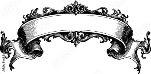 Luxurious vintage engraved ribbon banner design for elegant labels and invitations