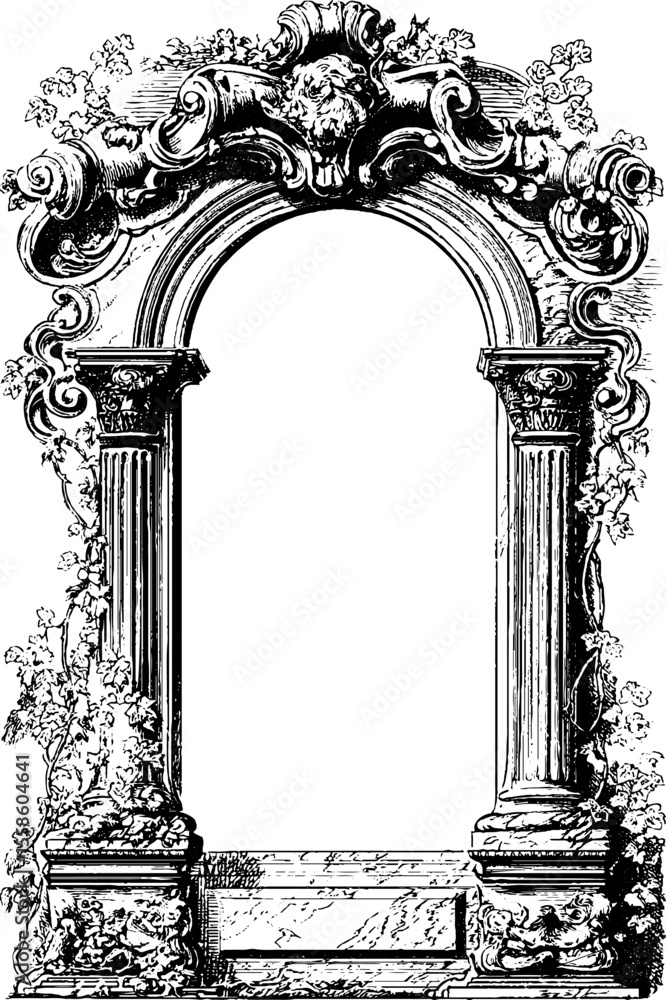 Fototapeta premium Ornate ancient greek frame with ionic and doric motifs for decorative design