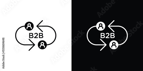 B2B icon Vector illustration in solid and black and white. EPS10