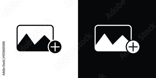 Add photos icon Vector illustration in solid and black and white. EPS10