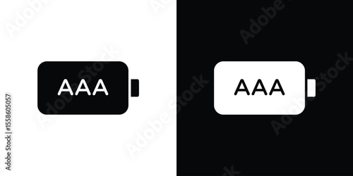 AAA battery icon Vector illustration in solid and black and white. EPS10
