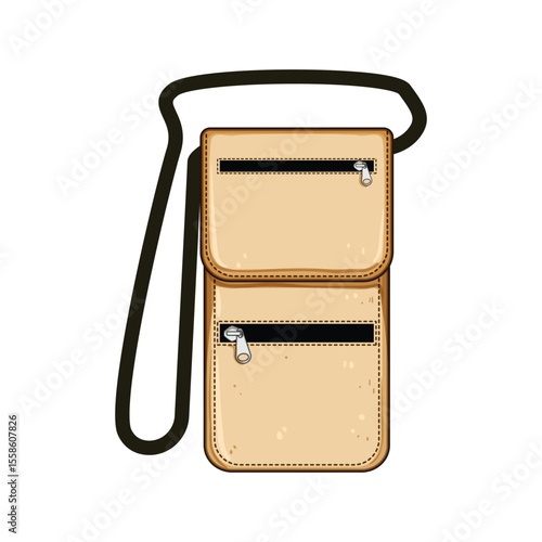 lightweight travel neck pouch cartoon vector illustration