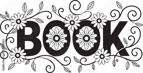 Silhouette of Floral Book Design Vector Illustration