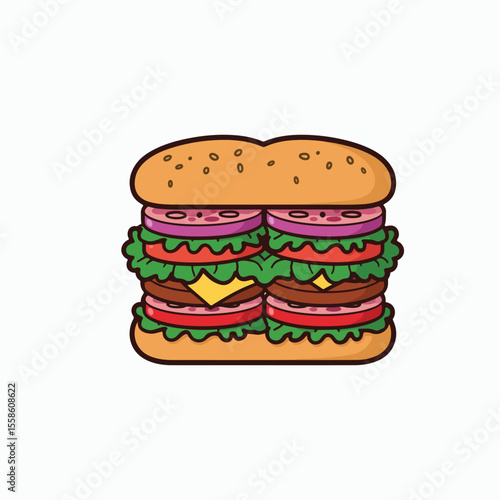 Deliciousness Unveiled: A captivating, isolated depiction of a mouthwatering sandwich, showcasing a delightful fusion of vibrant, fresh ingredients.