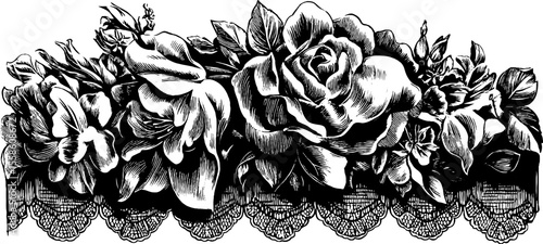 Vintage floral lace pattern with delicate loops and elegant design for decorative use