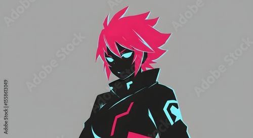 Vibrant Anime Character with Glowing Accents - Striking Digital Art Portrait Inspired by Modern Animation Techniques and Bold Palette Choices